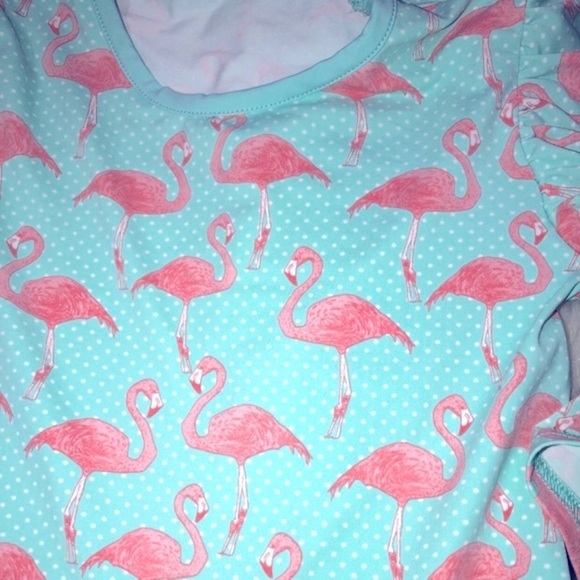 Serendipity By Shrimp & Grits Kids Size 5-6 Little Girls Flamingo Ruffle… - Picture 2 of 5